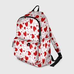 Рюкзак Красные сердечки на белом фоне