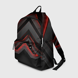 Рюкзак Красные яркие неоновые полосы на черной абстракции