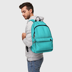 Рюкзак Зелёно-голубой полосатый, цвет: 3D-принт — фото 2