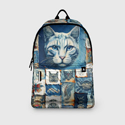 Рюкзак Кошка на дениме - пэчворк, цвет: 3D-принт — фото 2