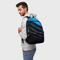 Рюкзак Геометрическая синяя абстракция на черном фоне мин, цвет: 3D-принт — фото 2