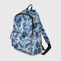 Рюкзак Цветочный сине-голубой узор, цвет: 3D-принт