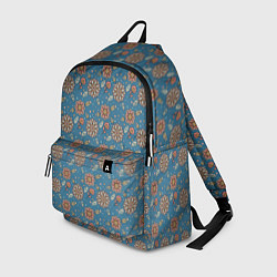 Рюкзак Цветочный узор в стиле бохо на синем, цвет: 3D-принт
