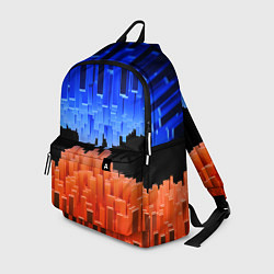 Рюкзак Стягивающиеся в центре синие и оранжевые блоки, цвет: 3D-принт