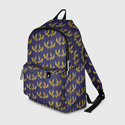 Рюкзак Золотые совы на фиолетовом - паттерн