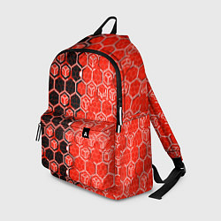 Рюкзак Техно-киберпанк шестиугольники красный и чёрный