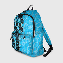 Рюкзак Техно-киберпанк шестиугольники голубой и чёрный, цвет: 3D-принт