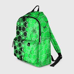 Рюкзак Техно-киберпанк шестиугольники зелёный и чёрный с