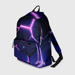 Рюкзак Сине-фиолетовые неоновые плиты в разломе, цвет: 3D-принт