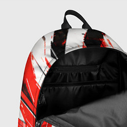 Рюкзак Вертикальные чёрно-белые линии на красном фоне, цвет: 3D-принт — фото 2