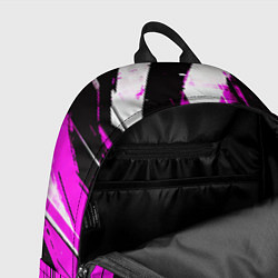 Рюкзак Вертикальные чёрно-белые линии на розовом фоне, цвет: 3D-принт — фото 2