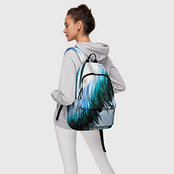 Рюкзак Чёрно-синие острые полосы на белом фоне, цвет: 3D-принт — фото 2