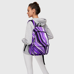 Рюкзак Волнистые вертикальные чёрно-фиолетовые полосы, цвет: 3D-принт — фото 2