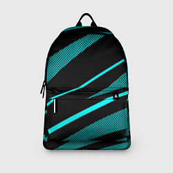 Рюкзак Чёрный с голубым полосы текстура, цвет: 3D-принт — фото 2