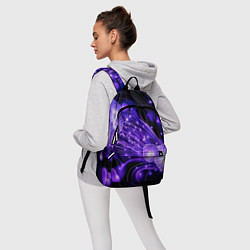 Рюкзак Силуэты цветов на темном фоне - фиолетовое свечени, цвет: 3D-принт — фото 2