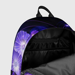 Рюкзак Силуэты цветов на темном фоне - фиолетовое свечени, цвет: 3D-принт — фото 2