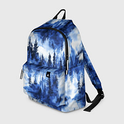 Рюкзак Силуэты деревьев и отражения - акварельный лесной