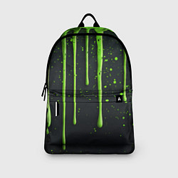 Рюкзак Зеленая краска стекающая на черном фоне, цвет: 3D-принт — фото 2