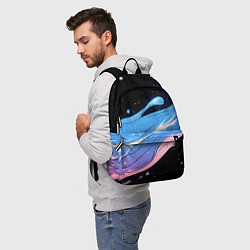 Рюкзак Синяя волна на черном - текстура, цвет: 3D-принт — фото 2