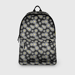 Рюкзак Белые цветы ромашки на черном в мелкий горошек, цвет: 3D-принт — фото 2