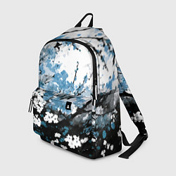 Рюкзак Абстракция чёрное дерево с синими цветами