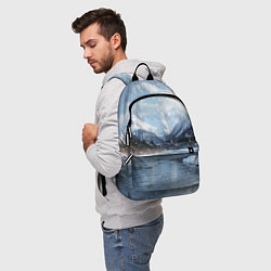 Рюкзак Снежный горный пейзаж с елями и рекой, цвет: 3D-принт — фото 2