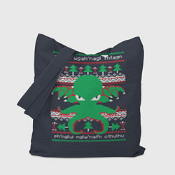 Сумка-шопер Новогодний свитер Ктулху, цвет: 3D-принт