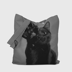 Сумка-шопер Черный котик, цвет: 3D-принт