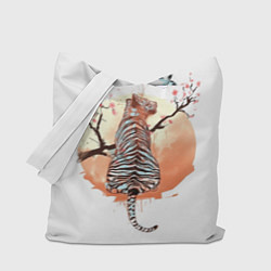 Сумка-шоппер Тигр на дереве сакуры