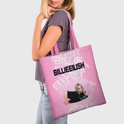 Сумка-шопер Billie Eilish: Pink Mood, цвет: 3D-принт — фото 2