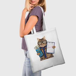 Сумка-шопер Кот в очках, цвет: 3D-принт — фото 2