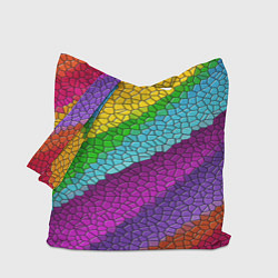 Сумка-шопер Яркая мозаика радуга диагональ, цвет: 3D-принт