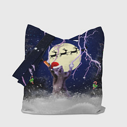 Сумка-шопер Новогодний Кот, цвет: 3D-принт