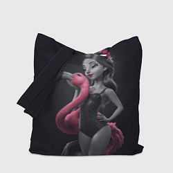 Сумка-шопер Девушка с фламинго, цвет: 3D-принт
