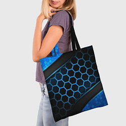 Сумка-шопер 3D luxury blue 3Д СОТЫ и плиты, цвет: 3D-принт — фото 2