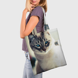 Сумка-шопер Кот с Голубыми глазами, цвет: 3D-принт — фото 2