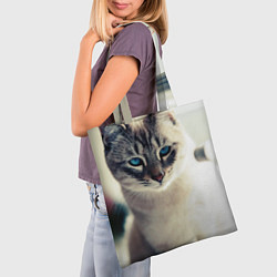 Сумка-шопер Кот с Голубыми глазами, цвет: 3D-принт — фото 2