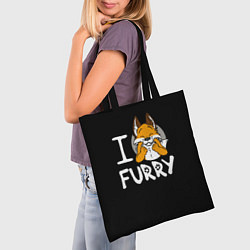 Сумка-шопер I love furry, цвет: 3D-принт — фото 2