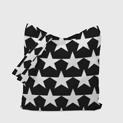 Сумка-шопер Белые звёзды на чёрном фоне 2, цвет: 3D-принт