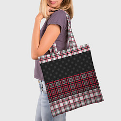 Сумка-шопер Комбинированный красно-серый, цвет: 3D-принт — фото 2