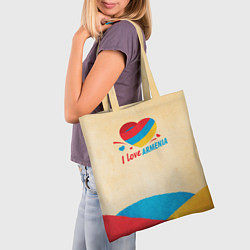 Сумка-шопер Heart I love Armenia, цвет: 3D-принт — фото 2