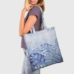 Сумка-шопер Синие листья, цвет: 3D-принт — фото 2