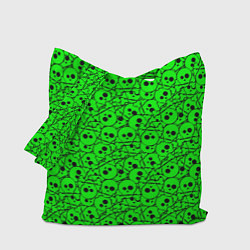 Сумка-шопер Черепа на кислотно-зеленом фоне, цвет: 3D-принт