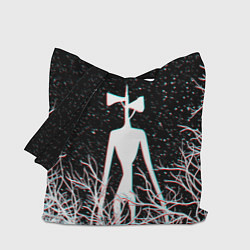 Сумка-шопер СИРЕНОГОЛОВЫЙ ГЛИТЧ ЛЕС, КОСМОС, цвет: 3D-принт