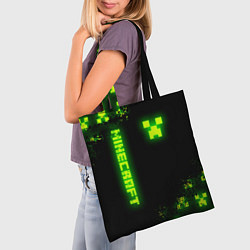 Сумка-шопер MINECRAFT NEON LOGO CREEPER, цвет: 3D-принт — фото 2