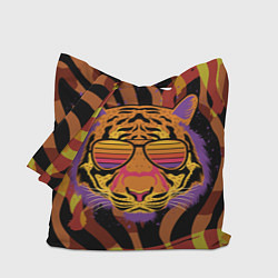 Сумка-шопер Крутой тигр в очках ретро, цвет: 3D-принт