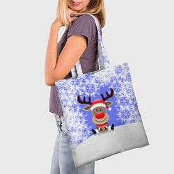 Сумка-шопер Олень среди снежинок, цвет: 3D-принт — фото 2