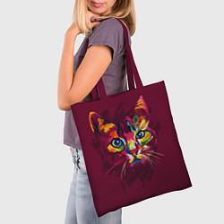 Сумка-шопер Кошечка в ярких красках, цвет: 3D-принт — фото 2