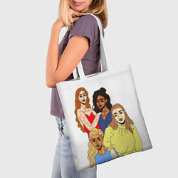 Сумка-шопер Четыре девушки разных национальностей с витилиго, цвет: 3D-принт — фото 2