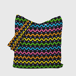 Сумка-шопер Разноцветные волнистые линии, цвет: 3D-принт